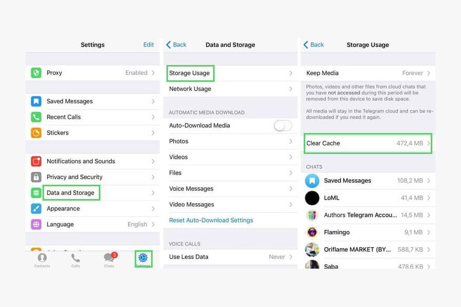 Clear Telegram Cache On iPhone