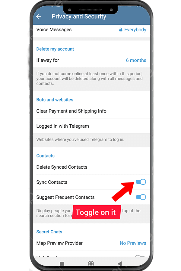 Toggle the switch sync contact