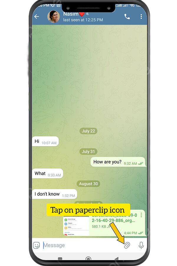 Tap on paperclip icon